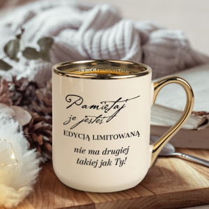 Kubek ze złotym uchem i nadrukiem dla niej - Edycja limitowana