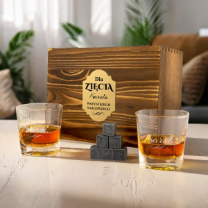 Szklanki do whisky z kamieniami w pudełku z grawerem dla zięcia - Chill set