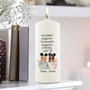 Świeca dekoracyjna z nadrukiem dla przyjaciółki - Powyżej listy