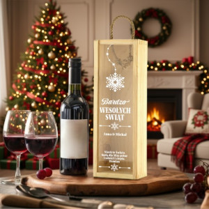 Skrzynka na wino z nadrukiem na święta dla pary - Bardzo wesołych