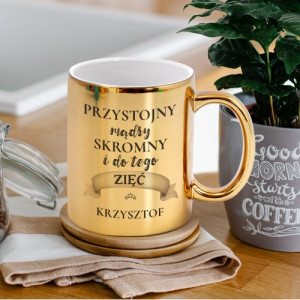 Kubek z nadrukiem złoty dla zięcia - Idealny wzorzec