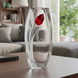 Wazon dekoracyjny z rubinem i grawerem dedykacji - Moc życzeń