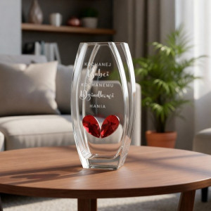 Wazon szklany z rubinowym sercem dla dziadków - Miłość