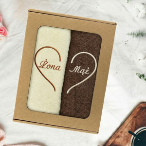 Komplet ręczników dla pary (50 x 100) z haftem - Mąż i żona