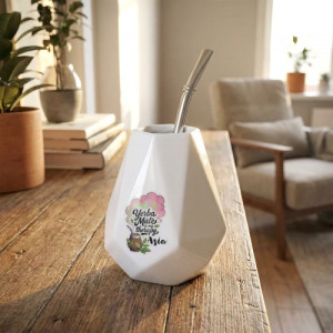 Kubek do Yerba Mate z nadrukiem i bombilla dla niej - My therapy
