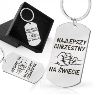 Nieśmiertelnik brelok z grawerem dla chrzestnego - Najlepszy na świecie