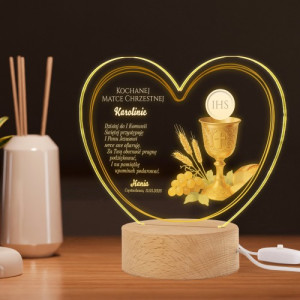 Lampka LED podziękowanie dla matki chrzestnej na komunię - Hostia