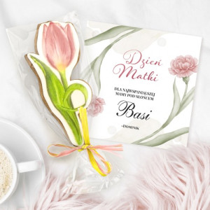 Kartka i pierniczek tulipan na Dzień Mamy - Najwspanialsza mama