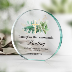Statuetka szklana z nadrukiem na bierzmowanie - Promień wiary