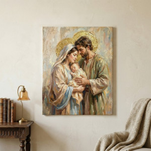 Obraz do salonu Święta Rodzina 40x50 cm na płótnie - Boska opieka