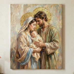 Obraz do salonu Święta Rodzina 30x40 cm na płótnie - Boska opieka