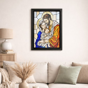 Obraz do salonu Święta Rodzina 30x40 cm witraż - Światło rodziny