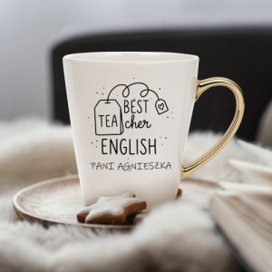 Kubek do kawy ze złotym uchem dla nauczycielki angielskiego - Best teacher