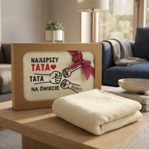 Ręcznik kąpielowy 70x140 cm z haftem w pudełku dla taty - Brygada