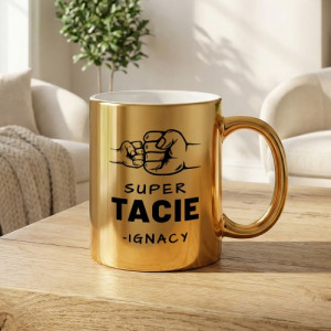 Kubek z nadrukiem złoty dla taty - Team tata i ja