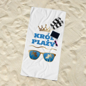 Ręcznik plażowy duży 70x140 z nadrukiem dla niego - Król plaży