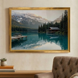 Obraz do salonu 50x70 cm w złotej ramie - Pejzaż