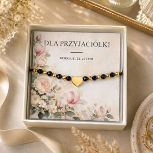 Bransoletka damska z kamieni onyksu dla przyjaciółki - Amulet przyjaźni