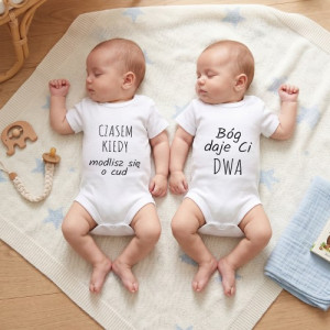 Body niemowlęce r.86 dwupak z nadrukiem dla bliźniaków - Dwa cuda