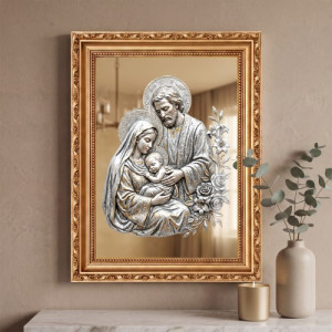 Obraz do salonu Święta Rodzina 35x45 cm z efektem lustra - Siła w rodzinie