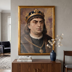 Obraz do salonu Zygmunt I Stary 50x70 cm w złotej ramie - Potęga korony