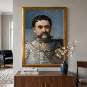 Obraz do salonu Jan III Sobieski 50x70 cm w złotej ramie - Królewski triumf
