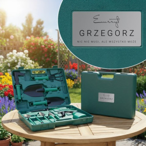Zestaw narzędzi ogrodowych w walizce z grawerem dla emeryta - Zasłużony odpoczynek