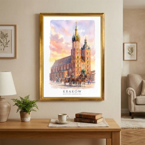 Obraz do salonu Kraków na płótnie w złotej ramie 50x70 cm - Nasze dziedzictwo