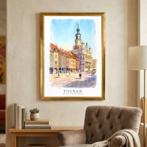 Elegancki prezent - Obraz do salonu Poznań na płótnie w złotej ramie 50x70 - Śladami renesansu