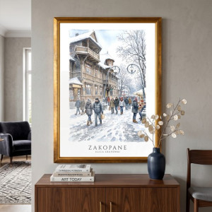 Obraz do salonu Zakopane na płótnie w złotej ramie 50x70 - Magia śniegu