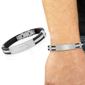 Bransoleta męska ze stali i kauczuku z grawerem - Dla Ciebie