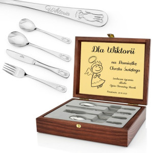 Sztućce dla dzieci Gerlach Bon Ton w etui z grawerem - Pieski