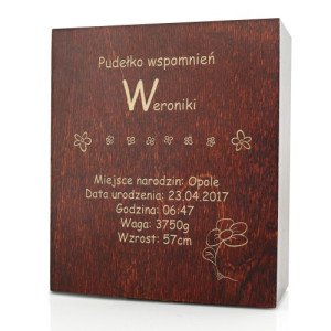 Pudełko wspomnień drewniane z grawerem dla dziewczynki - Skarbnica