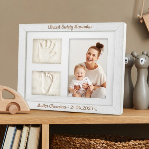 Ramka 3D z odlewem gipsowym z grawerem dla chłopca - Bobas