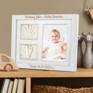 Ramka 3D z odlewem gipsowym z grawerem dla dziewczynki - Bobas