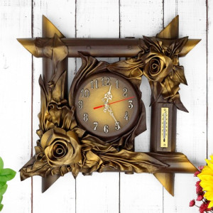 Zegar ze skóry i bambusa z termometrem i grawerem - Wspólny czas