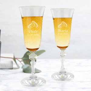 Kieliszki do szampana Krosno z grawerem dla pary - Węzeł małżeński