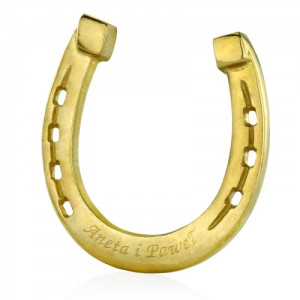 Podkowa na szczęście z mosiądzu z grawerem - Dostatek