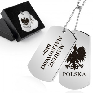 Nieśmiertelnik z grawerem stalowy dla patrioty - Moja ojczyzna