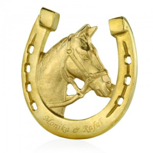 Podkowa na szczęście z mosiądzu z grawerem - Koń