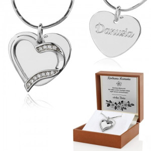 Srebrny naszyjnik serce z grawerem dla mamy - Zawsze uśmiechnięta