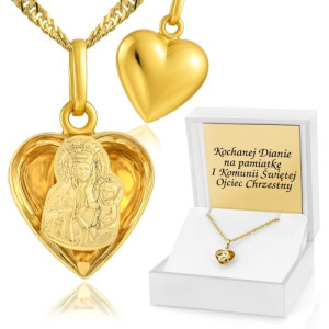 Złoty medalik + łańcuszek pr. 585 i grawerem na komunię - Umocnienie wiary