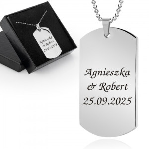 Nieśmiertelnik z grawerem stalowy dla zakochanych - You & I