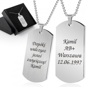 Nieśmiertelnik stalowy z grawerem dla niego - Jesteś zwycięzcą