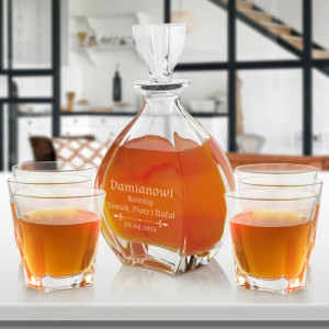 Zestaw do whisky LAGUNA: karafka + 6 szklanek z grawerem - Koledzy