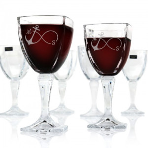 Kieliszki do wina AREZZO ze szkła kryształowego 6 szt. z grawerem - Kotwica