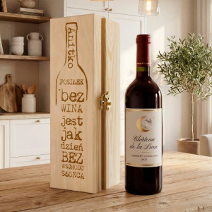 Skrzynka na wino drewniana z grawerem dla niej - Promień szczęścia