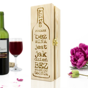 Skrzynka na wino drewniana z grawerem dla niej - Promień szczęścia