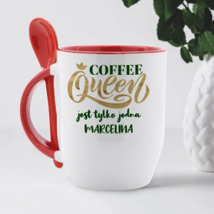 Kubek z łyżeczką i nadrukiem dla niej - Królowa jest jedna