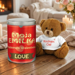 Miś na walentynki w puszce dla niej - Love